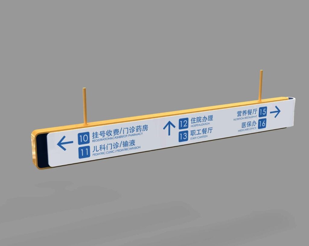 醫(yī)院導向標識牌：各科室、病房的指向。